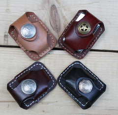 Cool Mens Leather Zippo Lighter Pouches with Loop Biker Zippo lighter case with Clip