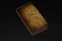 Handmade Leather Tooled Hobbit Mens Long Wallet Cool Leather Wallet Clutch Wallet for Men - imessengerbags