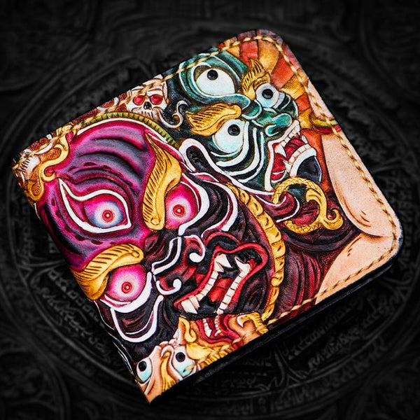 Handmade Leather Mah¨¡k¨¡la Tooled Mens billfold Wallet Cool Leather Wallet Slim Wallet for Men - imessengerbags