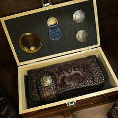 Handmade Leather Crocodile skin Biker Wallet Mens Cool Chain Wallet Trucker Wallet with Chain - imessengerbags