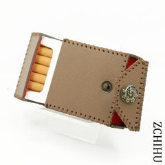 Handmade Cool Leather Mens Khaki Cigarette Holder Case Cigarette Holder for Men