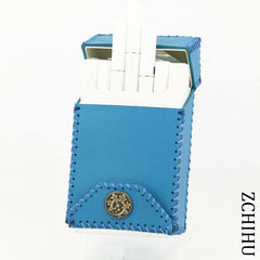Cool Handmade Leather Mens Blue Cigarette Holder Case for Men
