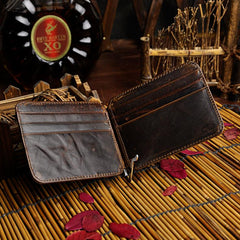 Genuine Leather Mens Cool Slim Leather Wallet Card Wallet Holders Men Front Pocket Wallet for Men - imessengerbags