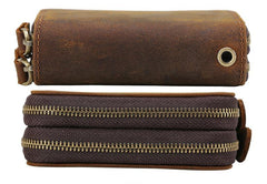 Handmade Leather Mens Cool Key Wallet Car Key Holder Case Slim Card Coin Wallet for Men - imessengerbags