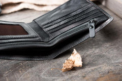 Handmade Leather Mens Cool Slim Leather Wallet Men Small Wallets Bifold for Men - imessengerbags