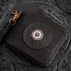 Handmade Leather Small Tooled Mens billfold Wallet Cool Chain Wallet Biker Wallet for Men - imessengerbags
