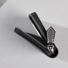 Handmade Leather Mens Cool Slim Leather Zipper Wallet Men Small Wallets Bifold for Men - imessengerbags