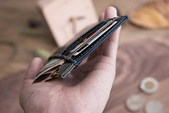 Handmade Leather Mens Cool Short Wallet Card Holder Small Card Slim Wallets for Men - imessengerbags