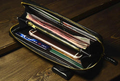 Handmade Leather Carp Mens Chain Biker Wallet Cool Leather Wallet Long Phone Wallets for Men