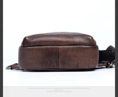 Handmade Genuine Leather Mens Cool Chest Bag Sling Bag Crossbody Bag Travel Bag Hiking Bag for men - imessengerbags