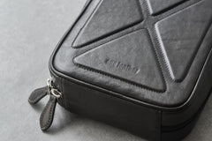 Cool Leather Black Mens Leather 4pcs Tobacco Pipe Case Zipper Tobacco Pipe Case for Men - imessengerbags