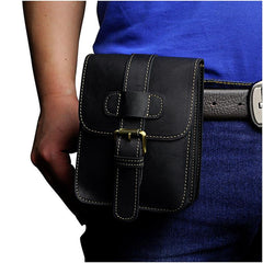 Leather Belt Pouch Mens Small Cases Waist Bag Hip Pack Belt Bag Fanny Pack Bumbag for Men - imessengerbags