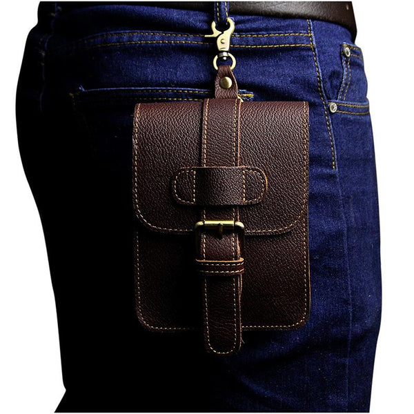 Leather Belt Pouch Mens Small Cases Waist Bag Hip Pack Belt Bag Fanny Pack Bumbag for Men - imessengerbags
