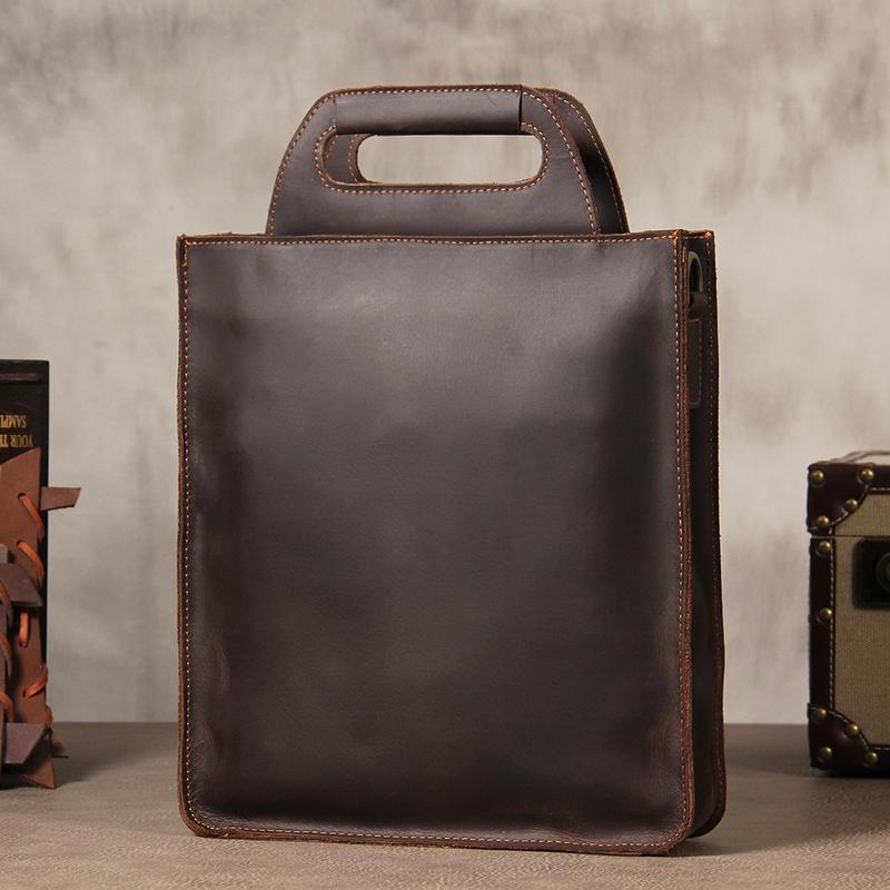Cool Mens Brown Coffee Handbag Genuine Leather Cool Vintage Shoulder Bag for Men