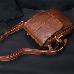 Genuine Leather Mens Cool Messenger Bag Square Bag Chest Bag Bike Bag Cycling Bag for men - imessengerbags