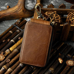 Handmade Leather Mens Cool Key Wallet Car Key Holder Case Card Wallet for Men - imessengerbags