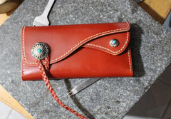 Handmade Leather Mens Clutch Long Wallet Cool Vintage Long Wallet for Women