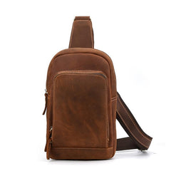 Cool Leather Chest Bag Sling Bag Crossbody Bag Travel Bag Sling Hiking Bag For Mens