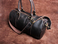 Genuine Leather Mens Bucket Bag Cool Weekender Bag Travel Bag Duffle Bags Overnight Bag Holdall Bag for men - imessengerbags