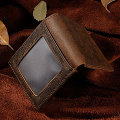 Handmade Leather Mens Cool Slim Leather Wallet Card Wallet Holders Men Small Wallets Bifold for Men - imessengerbags