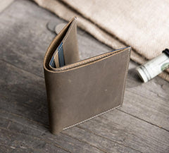 Handmade Leather Mens Cool Slim Leather Wallet Men Small Wallets Bifold for Men - imessengerbags