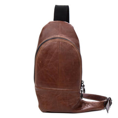 Cool Brown Leather Mens  Sling Bags Brown Crossbody Pack Chest Bag for men - imessengerbags
