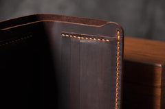 Handmade Leather Mens Cool Slim Leather Wallet Men Small Wallets Bifold for Men - imessengerbags