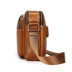 Cool Mens Leather Messenger Bag Small Shoulder Bag Crossbody Bag for men