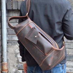 Leather Sling Bag for Men Vintage Chest Crossbody Bag For Mens
