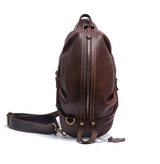 Handmade Leather Mens Cool Chest Bag Sling Bag Crossbody Bag Travel Bag Hiking Bag for men