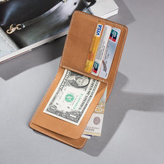 Handmade Leather Mens Cool Slim Leather Wallet Men Small Wallets Bifold for Men - imessengerbags