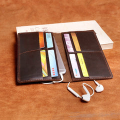 Handmade Leather Mens Cool Long Leather Wallet Clutch Wristlet Wallet for Men - imessengerbags