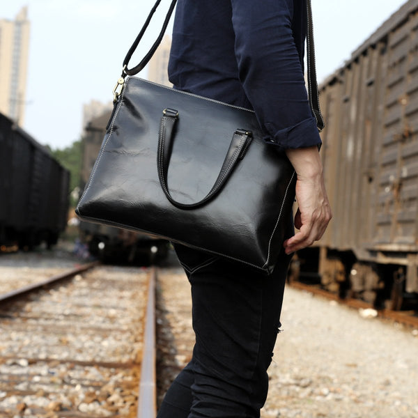 Genuine Leather Mens Cool Messenger Bag Briefcase Chest Bag Bike Bag Cycling Bag for men