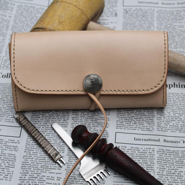 Handmade Leather Mens Clutch Long Wallet Cool Vintage Long Wallet for Men - imessengerbags