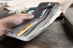 Handmade Leather Mens Cool Slim Leather Wallet Men Small Wallets Bifold for Men - imessengerbags