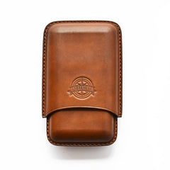 Cool Brown Leather Mens 3pcs Cigar Case Cool Custom Leather Cigar Case for Men - imessengerbags