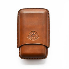 Cool Beige Leather Mens 3pcs Cigar Case Cool Custom Leather Cigar Case for Men