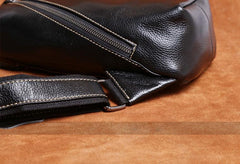 Genuine Leather Mens Cool Chest Bag Sling Bag Crossbody Bag Travel Bag Hiking Bag for men