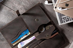 Handmade Leather Mens Clutch Wallet Cool Leather Wallet Long Phone Wallets for Men - imessengerbags