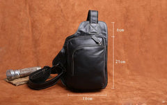 Genuine Leather Mens Cool Chest Bag Sling Bag Crossbody Bag Travel Bag Hiking Bag for men