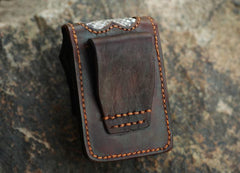 Vintage Leather Mens Skull Cool Cigarette Holder Case with lighter Holder for Men - imessengerbags