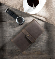 Handmade Leather Mens Clutch Wallet Cool Leather Wallet Long Phone Wallets for Men