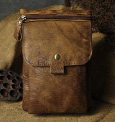 Leather Mens Small Side Bag COURIER BAG Waist Bag Holster Belt Case Belt Pouch for Men