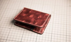 Handmade Leather Mens Cool Slim Leather Wallet Men Small Wallets Bifold for Men - imessengerbags