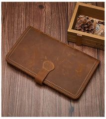 Handmade Leather Mens Travel Wallet Passport Leather Wallet Short Slim Wallets for Men