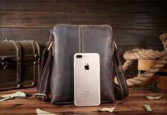 Handmade Leather Mens Cool Small Messenger Bag iPad Bag Chest Bag Bike Bag Cycling Bag for men - imessengerbags