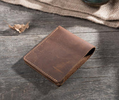 Handmade Leather Mens Cool Slim Leather Wallet Men Small Wallets Bifold for Men - imessengerbags
