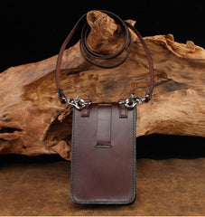 Cool Leather Mens Biker Cell Phone Holster Belt Pouch Side Bag Shoulder Bag for Men - imessengerbags