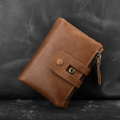 Cool Leather Mens Zip Wallet billfold Slim Bifold Wallet Card Wallet for Men - imessengerbags