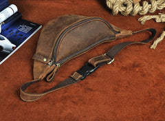 Vintage Leather Fanny Pack Mens Waist Bag Hip Pack Belt Bag for Men